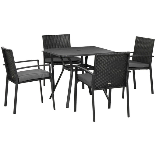Image of an Outsunny 4 Seat Patio Dining Set, Black