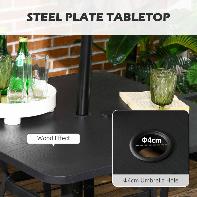 Image of an Outsunny 4 Seat Patio Dining Set, Black