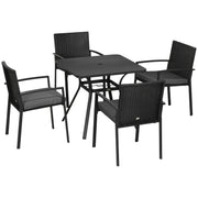 Image of an Outsunny 4 Seat Patio Dining Set, Black