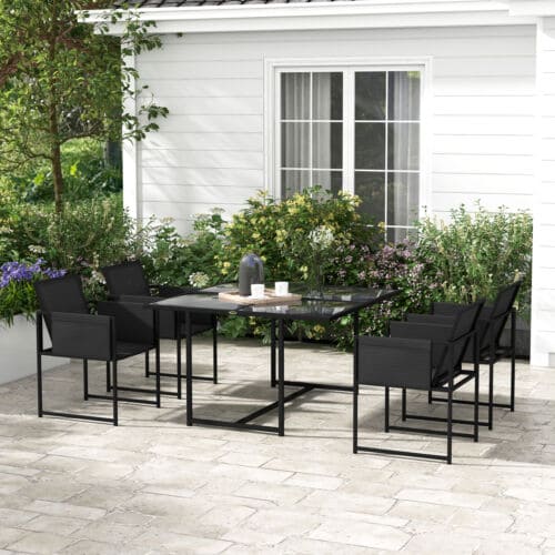 Image of an Outsunny 4 Seat Space Saving Patio Dining Set, Black