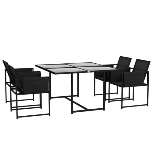 Image of an Outsunny 4 Seat Space Saving Patio Dining Set, Black