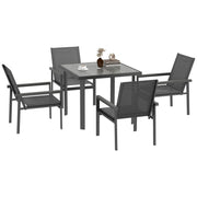 Image of an Outsunny 4 Chair and Square Table Patio Set, Grey