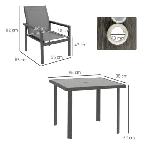 Image of an Outsunny 4 Chair and Square Table Patio Set, Grey