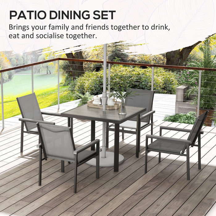 Image of an Outsunny 4 Chair and Square Table Patio Set, Grey