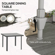 Image of an Outsunny 4 Chair and Square Table Patio Set, Grey