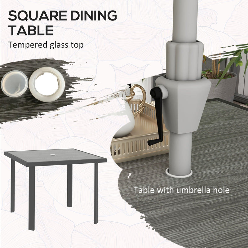 Image of an Outsunny 4 Chair and Square Table Patio Set, Grey