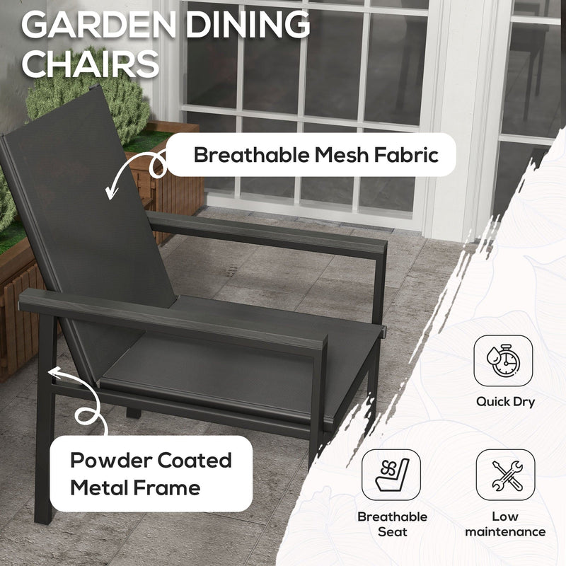 Image of an Outsunny 4 Chair and Square Table Patio Set, Grey