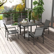 Image of an Outsunny 4 Chair and Square Table Patio Set, Grey