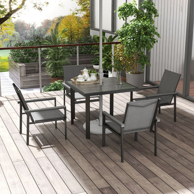 Image of an Outsunny 4 Chair and Square Table Patio Set, Grey