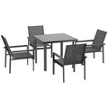 Image of an Outsunny 4 Chair and Square Table Patio Set, Grey