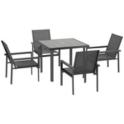 Image of an Outsunny 4 Chair and Square Table Patio Set, Grey