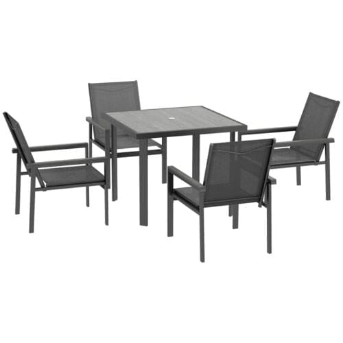 Image of an Outsunny 4 Chair and Square Table Patio Set, Grey