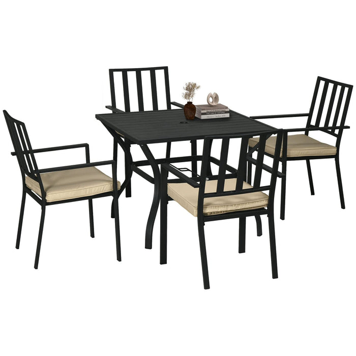 Image of an Outsunny 4 Seater Patio Dining Set, Black