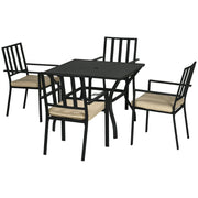 Image of an Outsunny 4 Seater Patio Dining Set, Black