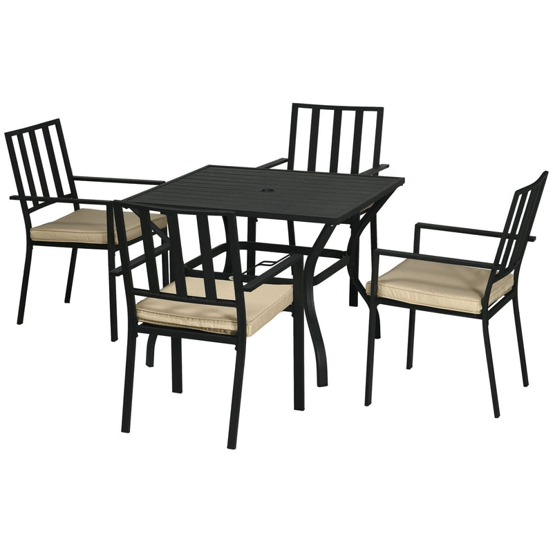 Image of an Outsunny 4 Seater Patio Dining Set, Black