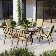 Image of an Outsunny 6 Seat Patio Dining Set, Beige