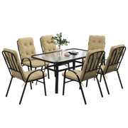 Image of an Outsunny 6 Seat Patio Dining Set, Beige