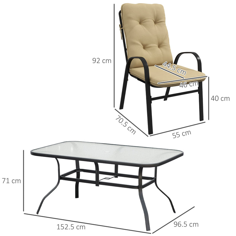 Image of an Outsunny 6 Seat Patio Dining Set, Beige