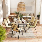 Image of an Outsunny 6 Seat Patio Dining Set, Beige