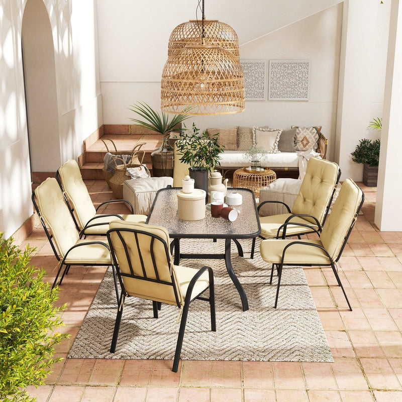 Image of an Outsunny 6 Seat Patio Dining Set, Beige