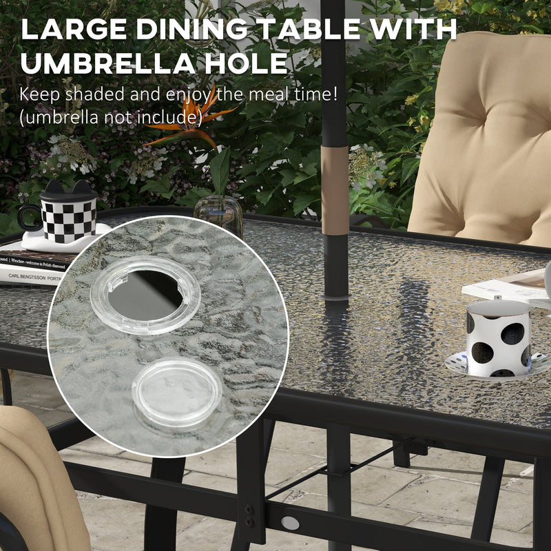 Image of an Outsunny 6 Seat Patio Dining Set, Beige