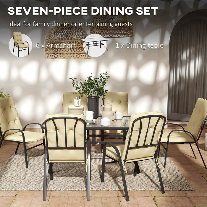 Image of an Outsunny 6 Seat Patio Dining Set, Beige