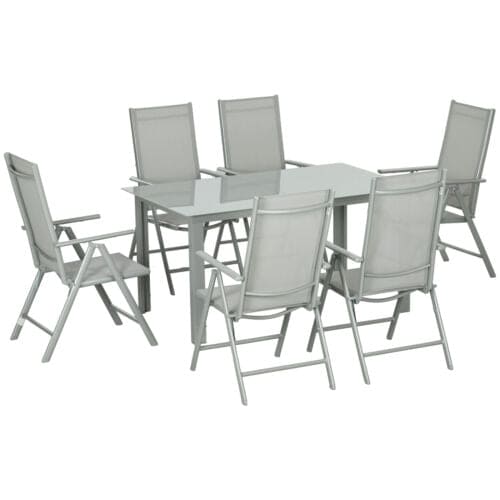 Image of Outsunny 6 Seat Patio Dining Set, Rectangular Table, 