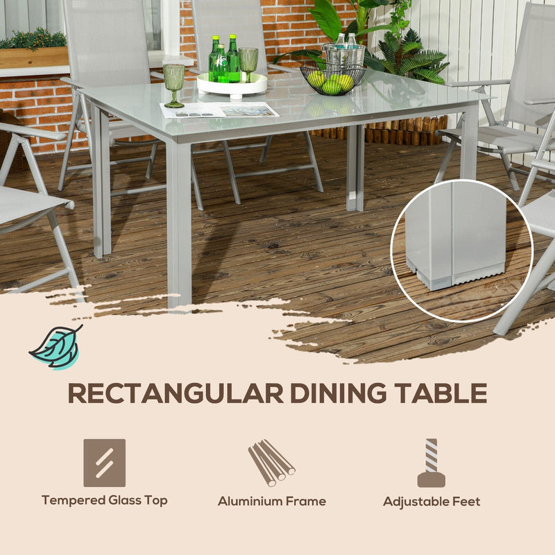 Image of Outsunny 6 Seat Patio Dining Set, Rectangular Table, 