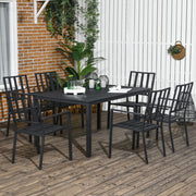 Image of a 6 Seater Metal Garden Dining Set, Black 