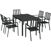 Image of a 6 Seater Metal Garden Dining Set, Black 
