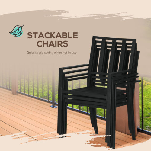 Image of a 6 Seater Metal Garden Dining Set, Black 