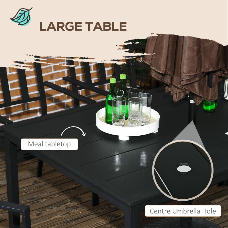 Image of a 6 Seater Metal Garden Dining Set, Black 