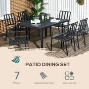 Image of a 6 Seater Metal Garden Dining Set, Black 