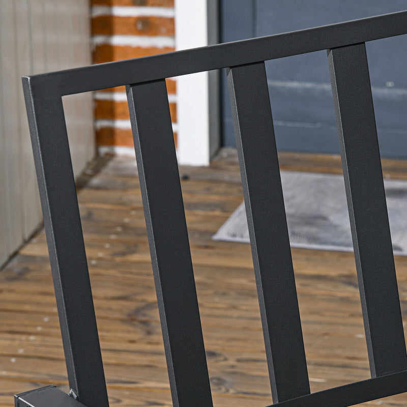 Image of a 6 Seater Metal Garden Dining Set, Black 