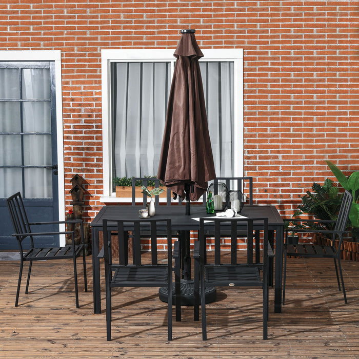 Image of a 6 Seater Metal Garden Dining Set, Black 