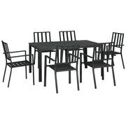 Image of a 6 Seater Metal Garden Dining Set, Black 