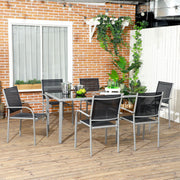Image of an Outsunny 6 Seater Patio Dining Set, Mesh Seats Black