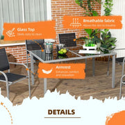 Image of an Outsunny 6 Seater Patio Dining Set, Mesh Seats Black