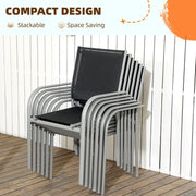 Image of an Outsunny 6 Seater Patio Dining Set, Mesh Seats Black