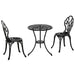 Image of an Outsunny Aluminium Three Piece Patio Bistro Set, Black