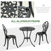 Image of an Outsunny Aluminium Three Piece Patio Bistro Set, Black