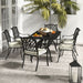 Image of an Outsunny Cast Aluminium Vintage Style 6 Seat Patio Dining Set, Black