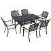 Image of an Outsunny Cast Aluminium Vintage Style 6 Seat Patio Dining Set, Black