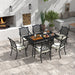 Image of an Outsunny Cast Aluminium Vintage Style 6 Seat Patio Dining Set, Black