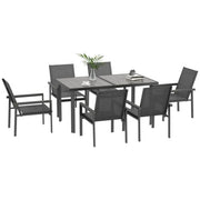 Image of an Outsunny Contemporary 6 Seat Patio Dining Set, Grey