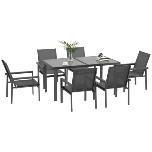 Image of an Outsunny Contemporary 6 Seat Patio Dining Set, Grey