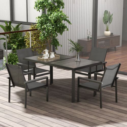 Image of an Outsunny Contemporary 6 Seat Patio Dining Set, Grey