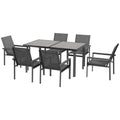 Image of an Outsunny Contemporary 6 Seat Patio Dining Set, Grey