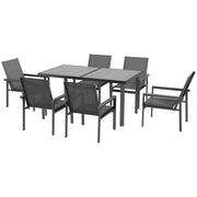 Image of an Outsunny Contemporary 6 Seat Patio Dining Set, Grey