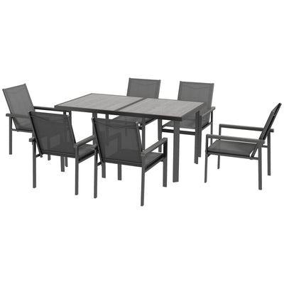 Image of an Outsunny Contemporary 6 Seat Patio Dining Set, Grey